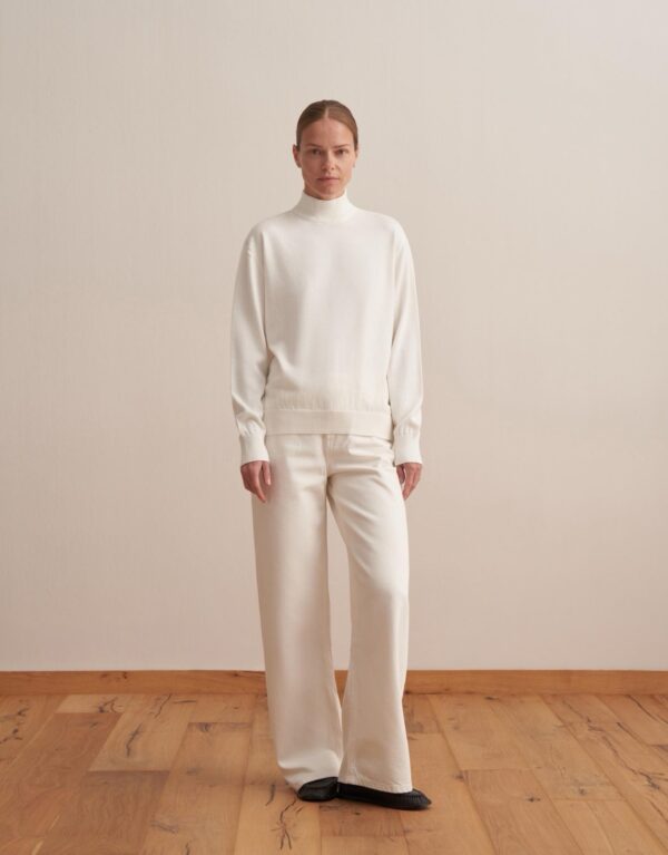Turtleneck Knit Sweater Ecru