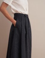 Striped Pleated Skirt Navy Blue - Image 2