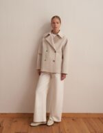 Organic Cotton Double Breasted Trench Coat Beige Stone - Image 3