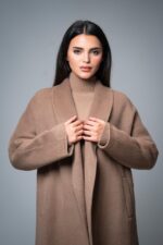 Zoe Collection Beige Long Coat - Image 2