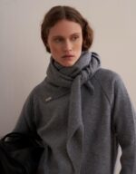 Wool Blend Knitted Scarf Grey - Image 2