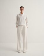 Pleated Straight Fit Trouser Ecru - Image 3