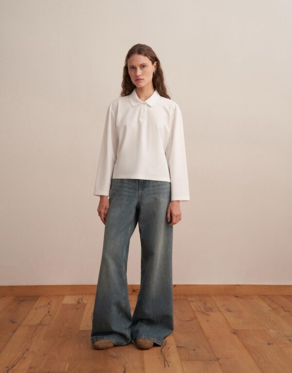 Polo Neck T-shirt Ecru