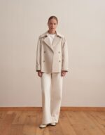 Organic Cotton Double Breasted Trench Coat Beige Stone